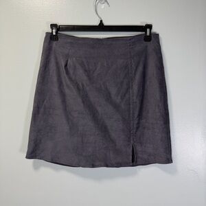 Gray Faux Suede Women's Mini Skirt Sz Large Petite